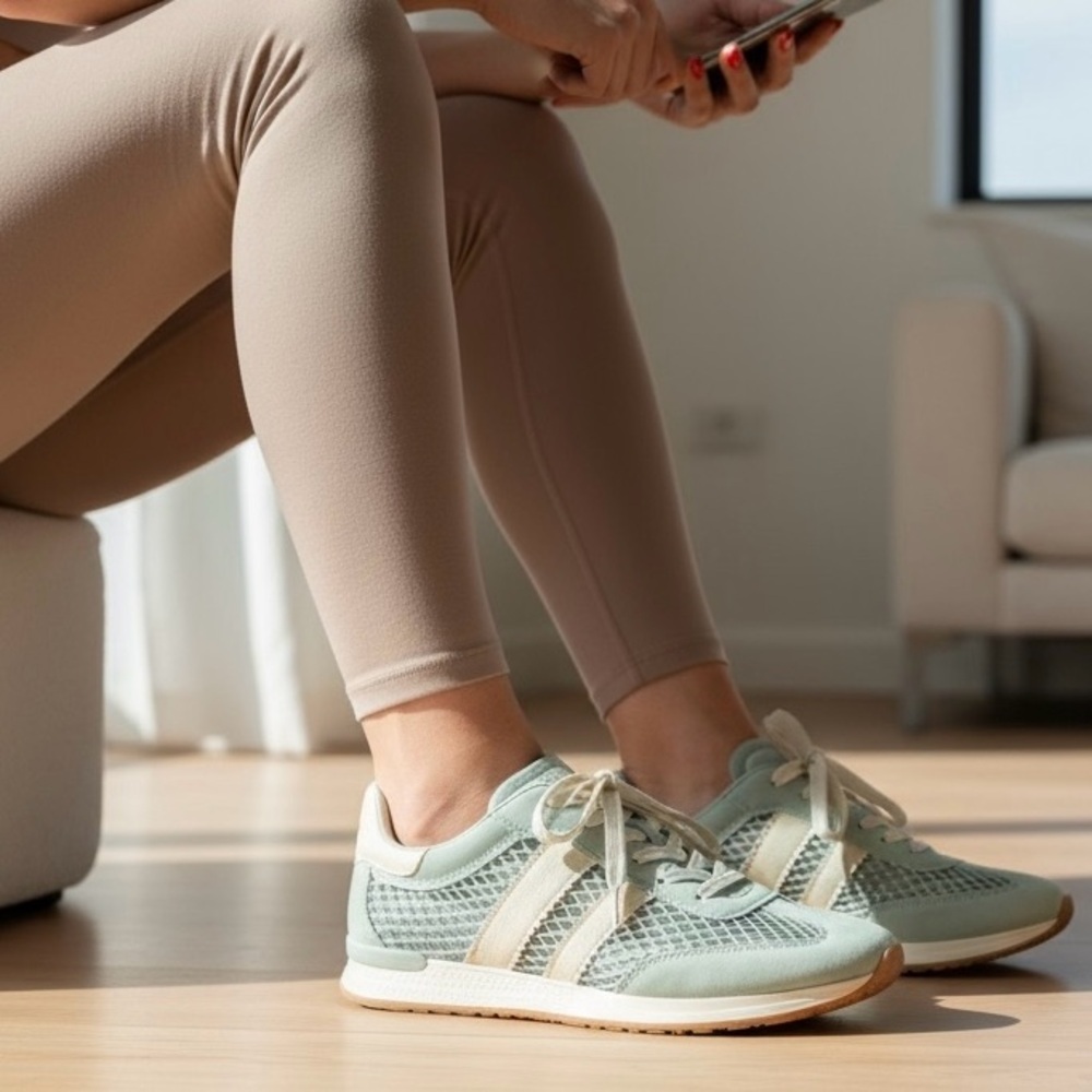 DV by Dolce Vita Sage Green and Cream Athletic Sneakers